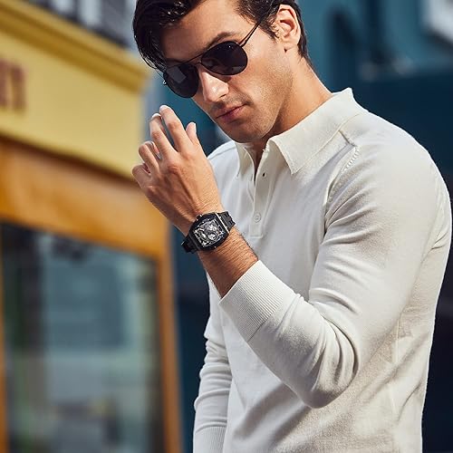 Miniatura 3 de TSAR BOMBA Relojes para hombres Reloj analógico mecánico automático para hombre, reloj de pulsera de esqueleto Tonneau, réplica de reloj, esfera