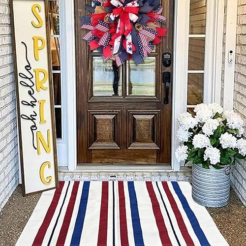 Miniatura 107 de CAINANEL Alfombra de exterior a rayas blancas y negras de 27.5 x 43 pulgadas, tapete de algodón tejido a mano para interiores y exteriores