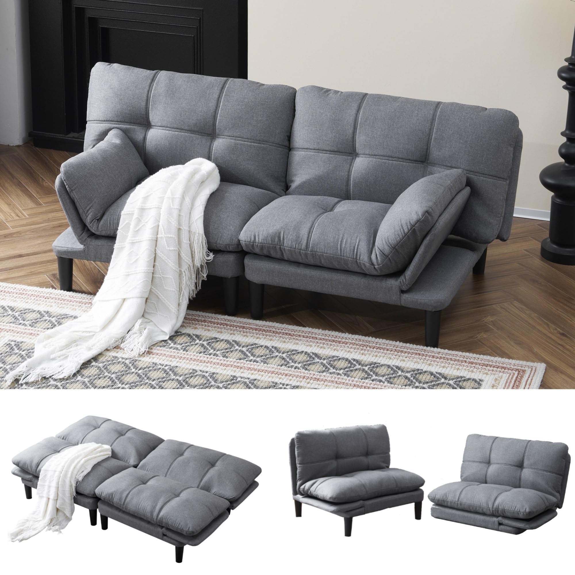 Amazon｜OSLEEP ソファー ソファベッド 2-3人掛け リクライニング 自由