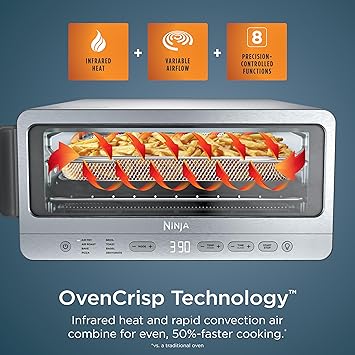 Ninja Air Fryer Toaster Oven Combo | 8-in-1 Functionality | Flip Up & Away for Storage Space | Air Fry Basket, Sheet Pan, Wire Rack & Removable Crumb Tray |1800 Watt | Stainless Steel | SP151