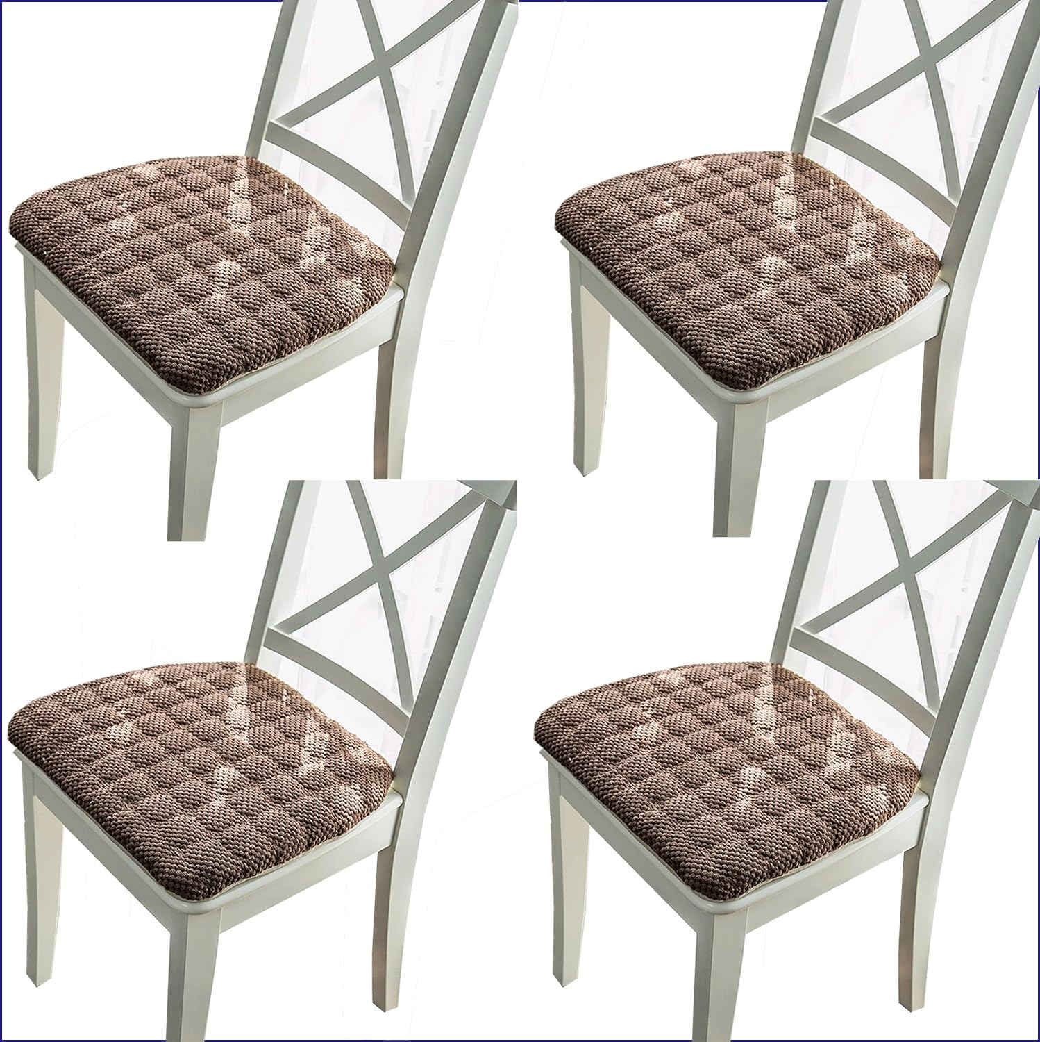 Juego De 1/2/4 Cojín para Silla de Cocina, 40x38cm/40x42cm/43x45cm con Antideslizante, cojín de Asiento Suave para Comedor,Taburete, jardín, Interior, Exterior, hogar,Coche(F1,4PCS_40X38CM)