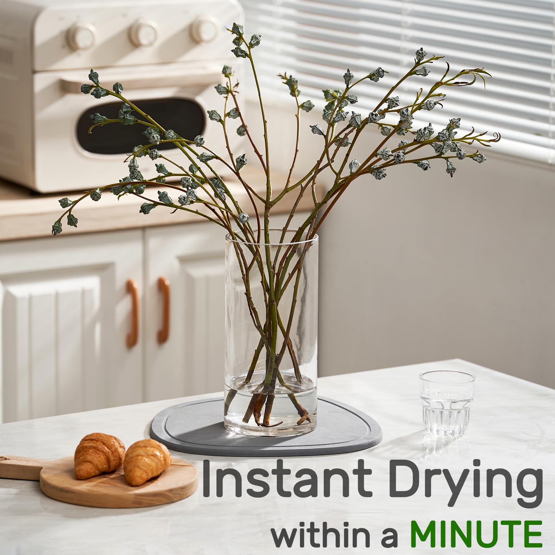 Elfcool Soucoupe Absorbante à Séchage Rapide Pour Pot De Fleurs - Plateau De Terre De Diatomée Pour Plantes D'intérieur Et D'extérieur (30,5 Cm - Gris Foncé