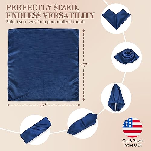 Miniatura 6 de Ultimate Textile -1 docena de servilletas reversibles Shantung Satin - Majestic - Servilletas de tela Majestic de 17 x 17 pulgadas, color azul marino