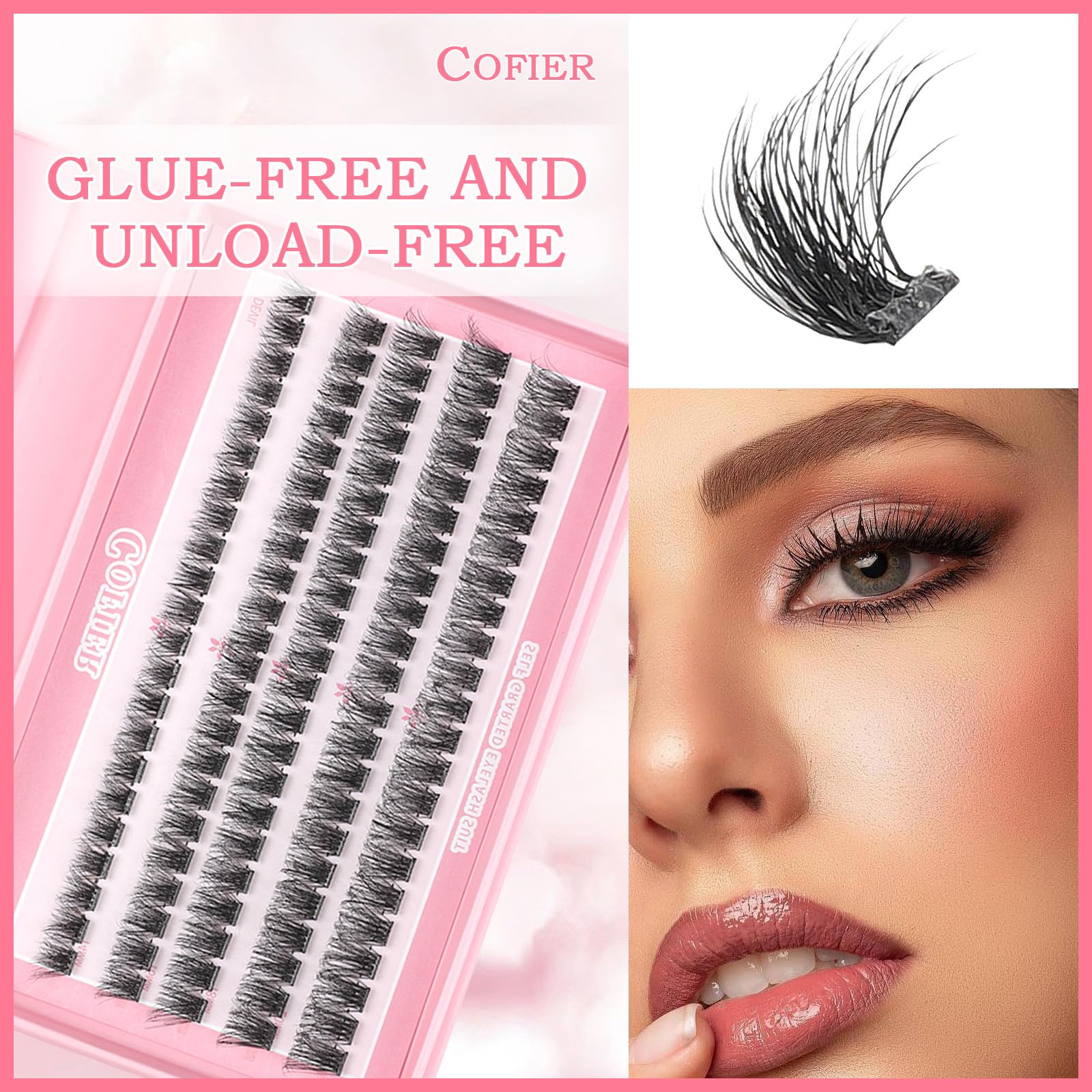 Cofier Pre-Glued D Curl Individual Eyelash Clusters Kit