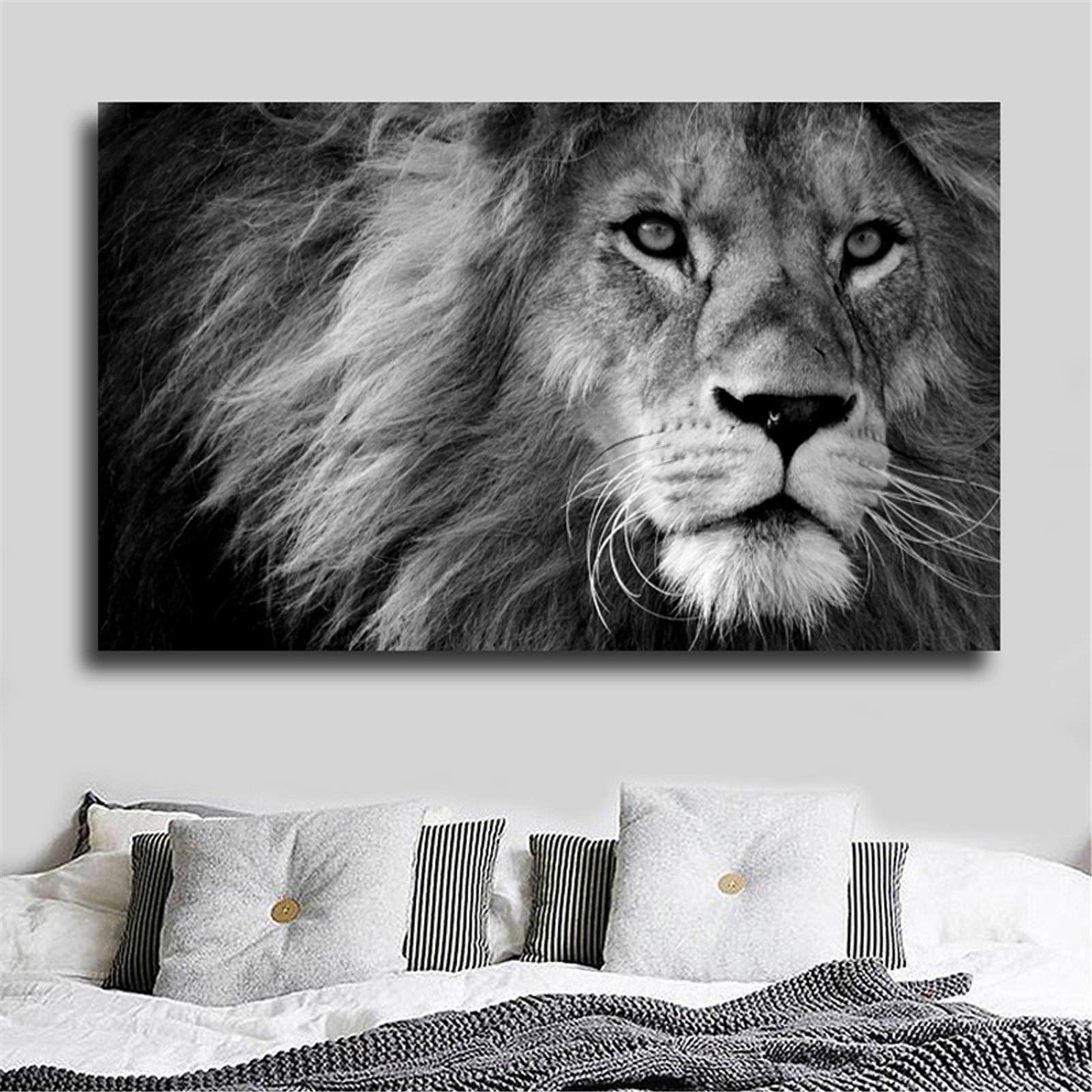 Broderie diamant lion strass carrés grand format salon