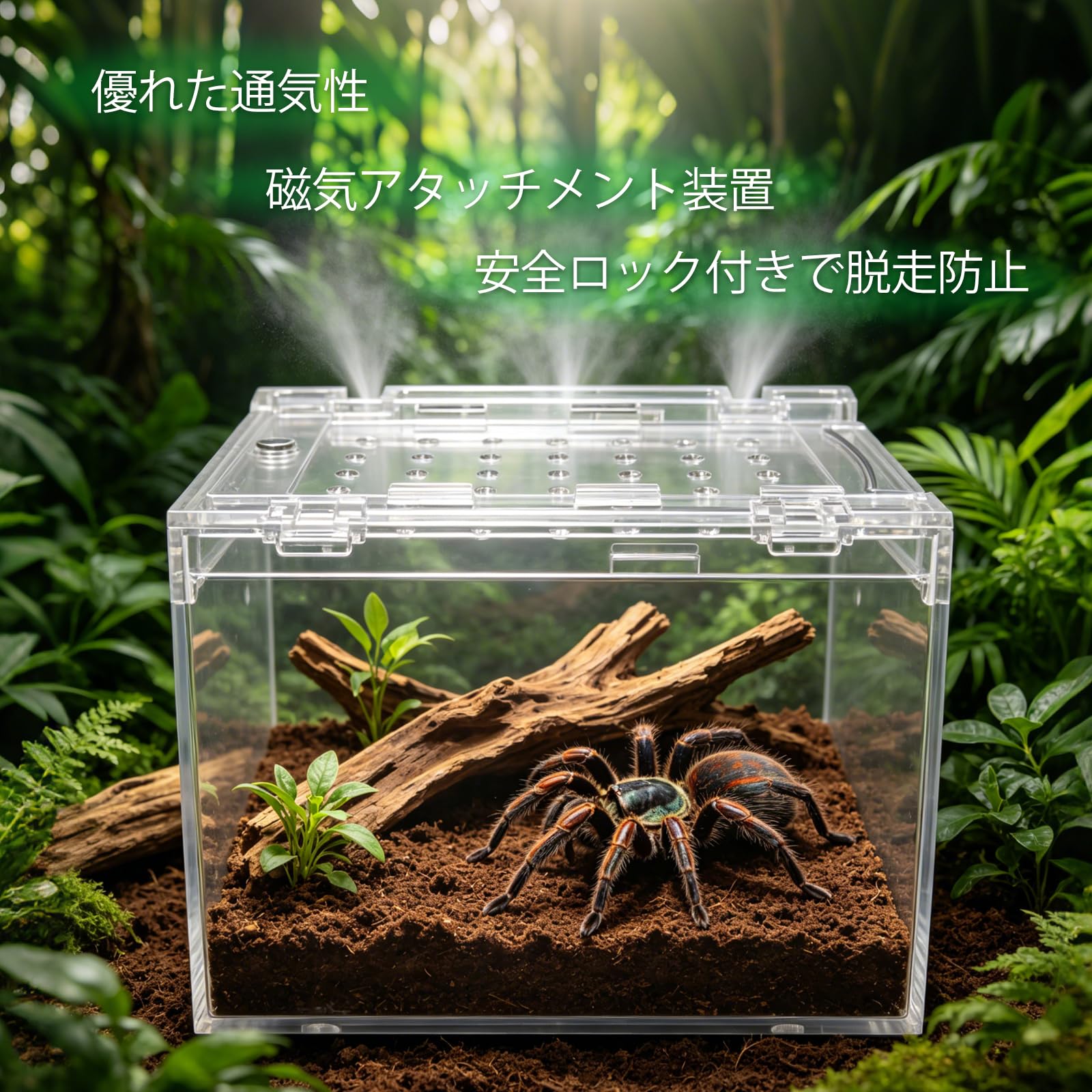Amazon | 10×8×7cm 爬虫類 ケージ 両生類飼育ケース 昆虫ケージ 通気性