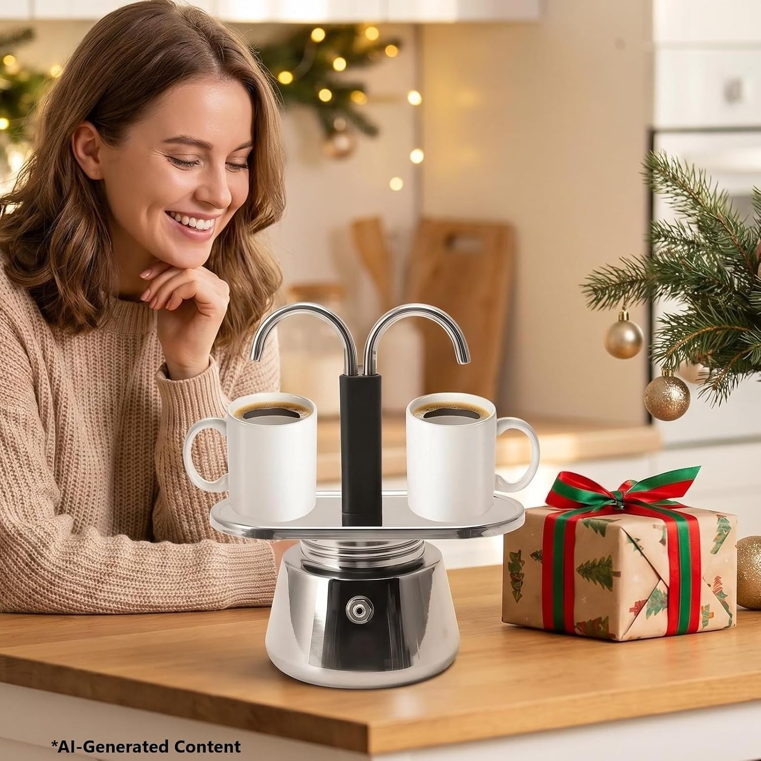 2 Cup Moka Pot Stainless Steel Mocha Pot, Camping Stovetop Espresso Maker for making Cappuccino, Espresso, Latte, Mocha