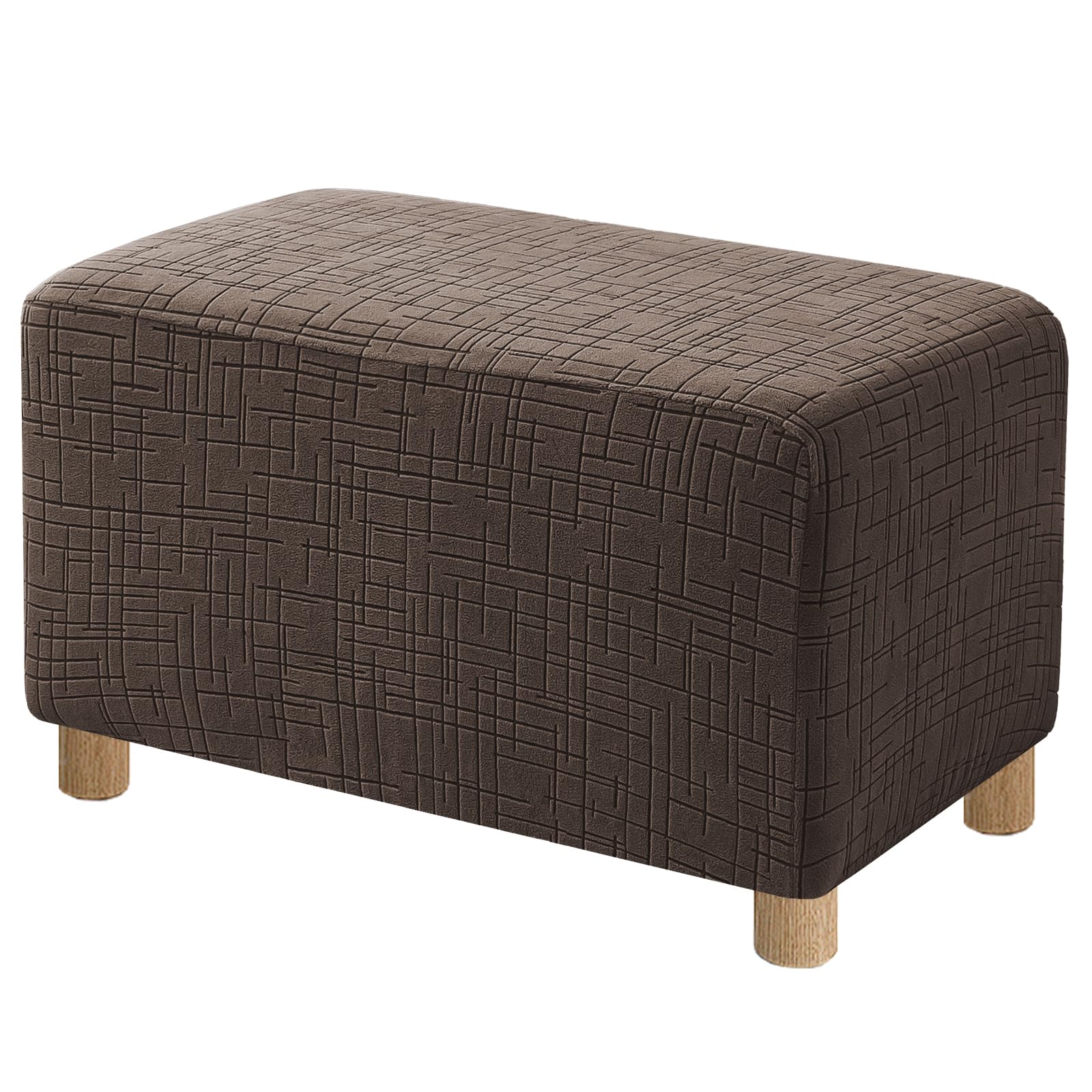 High Stretch Ottoman Cover Rectangular (Small, Light Brown