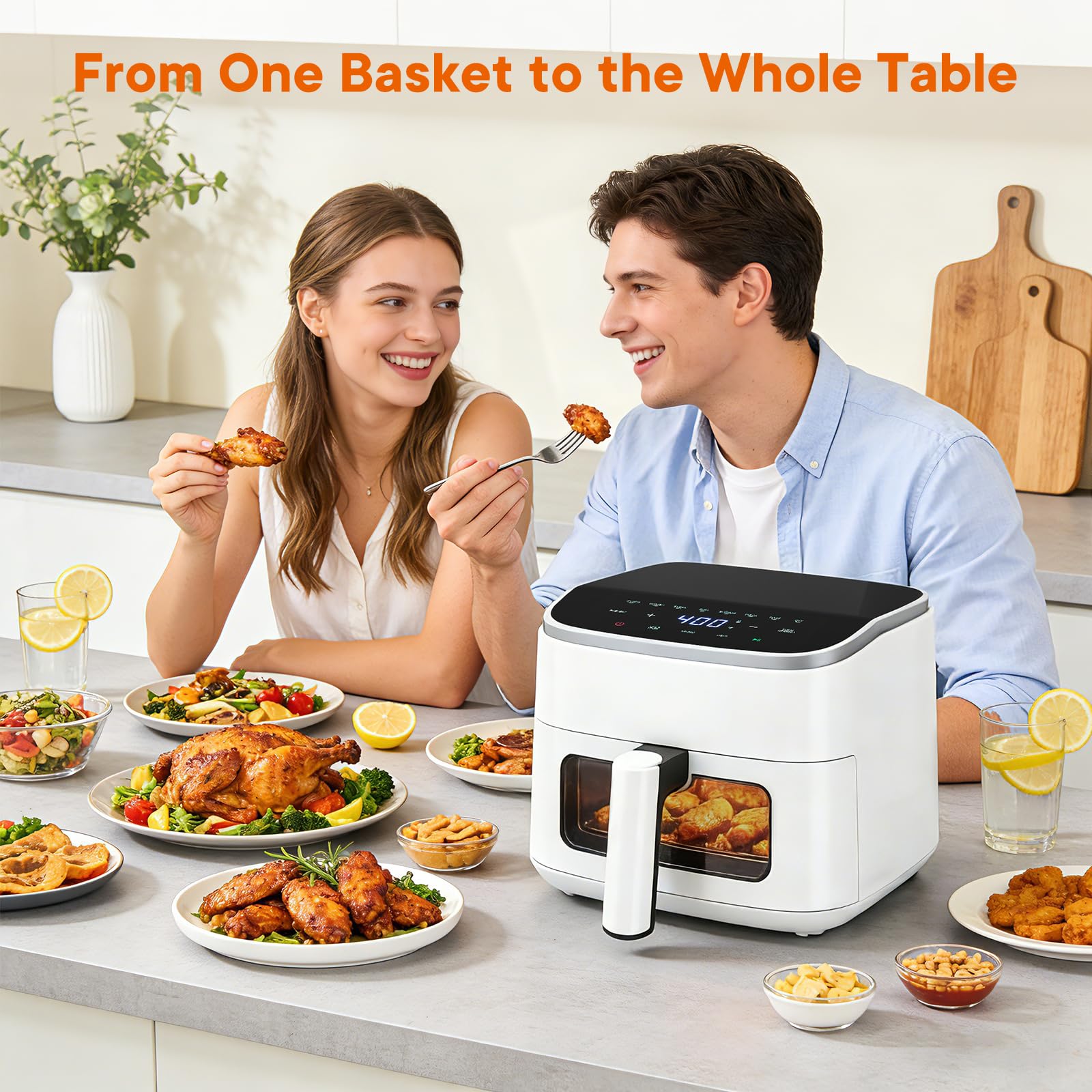OLIXIS 4QT Air Fryer with Visible Window, 1500W Digital Touchscreen Air Fryer with 8 Presets, Auto Shut Off & Nonstick Dishwasher Safe Basket, 60-Min Timer, Max 400°F, White view 6