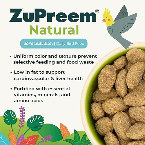 Miniatura 3 de ZuPreem Natural Bird Food - Alimento para pájaros lleno de vitaminas, alimento diario para aves medianas - 2.5 libras