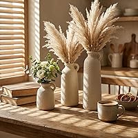 Vista 11 de Juego de jarrones de cerámica, jarrones de flores para decoración del hogar, decoración moderna de granja, centros de mesa de sala de estar, cocina