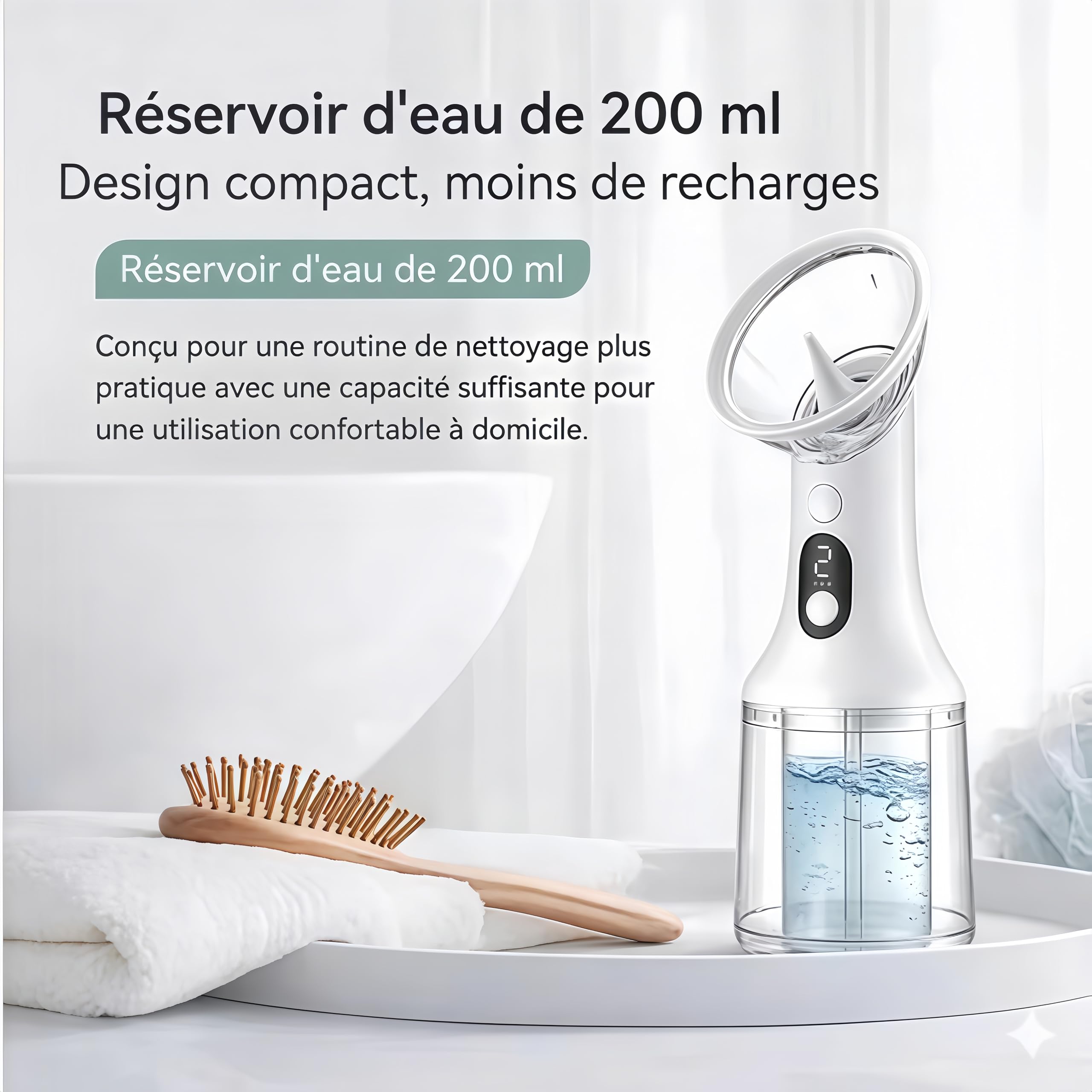 VeraSoin Nettoyeur d'Oreilles Pro, Nettoyage En Profondeur en Douceur, 4 Modes Réglables, Irrigation Sécurisée pour Retirer L'Excès de Cire, Facile à Utiliser, Chargement USB-C Pratique