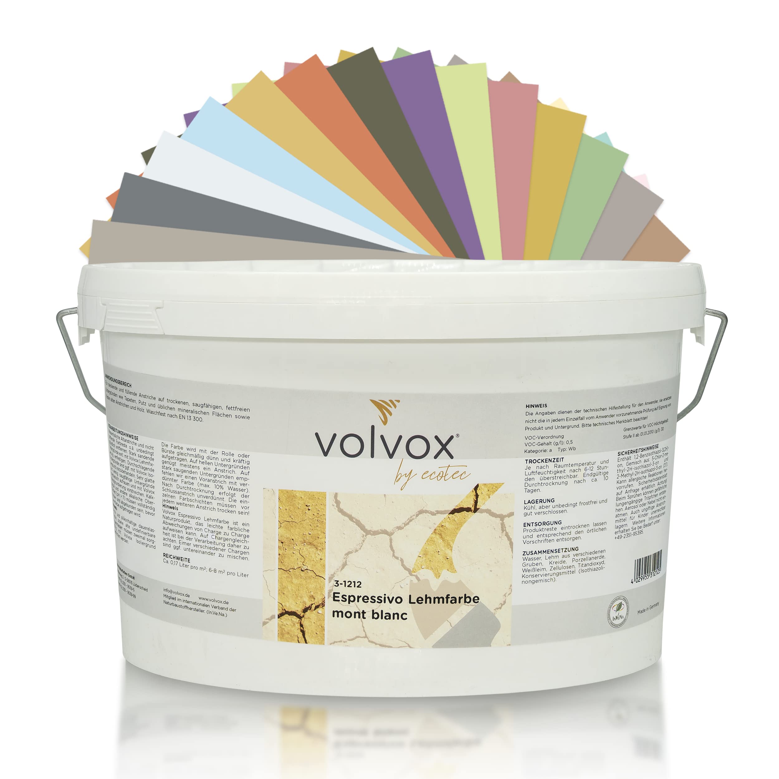 Volvox Espressivo farba gliniana – oddychająca farba ścienna matowa – wysoka siła krycia – gotowa do malowania farba naturalna lotos 2,5 l