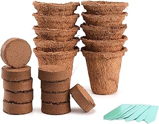 Firlar 10 peças de vasos de sementes para iniciantes, vasos de turfa biodegradáveis, vasos de criação biodegradáveis, vasos de berçário de plantas com cúpula de umidade, vasos de flores para plantas, vasos de jardinagem de plástico para mudas, com 10 etiquetas de plantas
