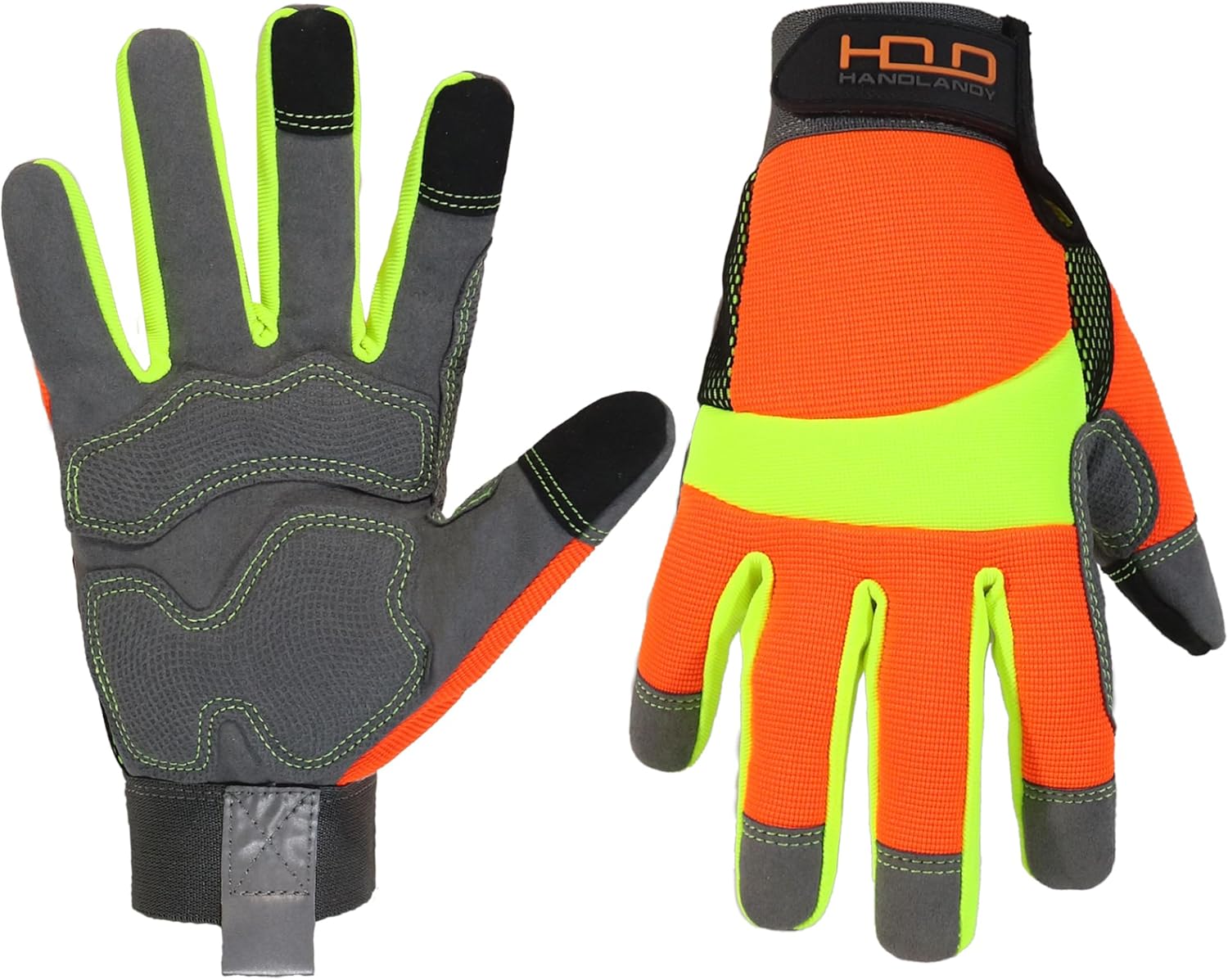 KONGOUARD Hi-vis Reflective Anti-Vibration Safety Work Gloves, Mechanic Gloves, Touchscreen Working Gloves