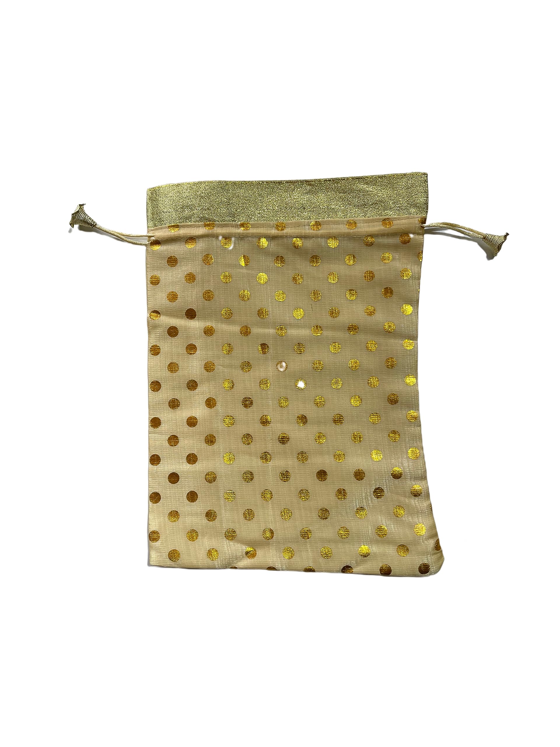 Pack of 10 Gold Spotted Gutli Potli Drawstring Bags