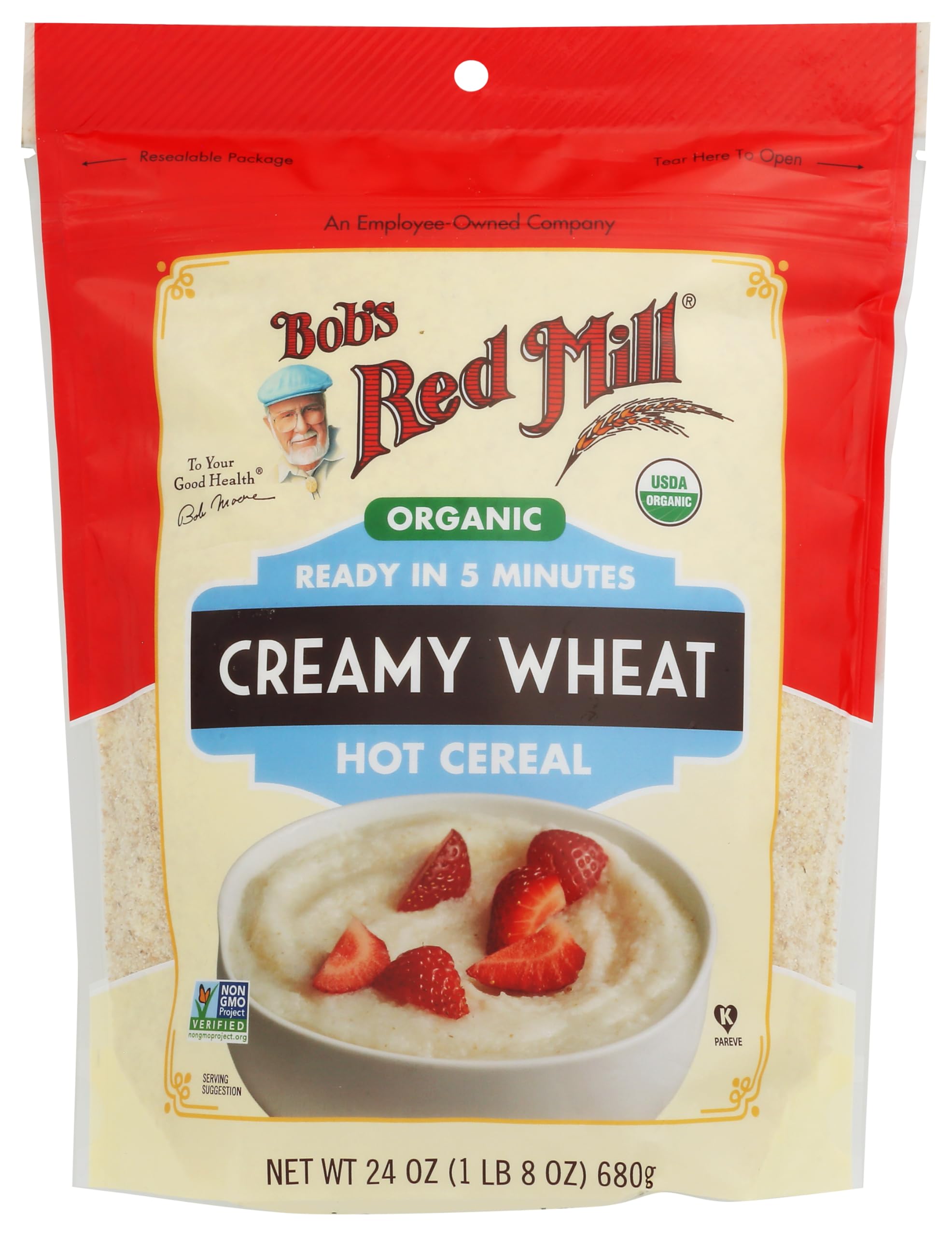 Bob's Red Mill Organic Creamy White Wheat Farina Hot Cereal, 24 OzUSDA Organic