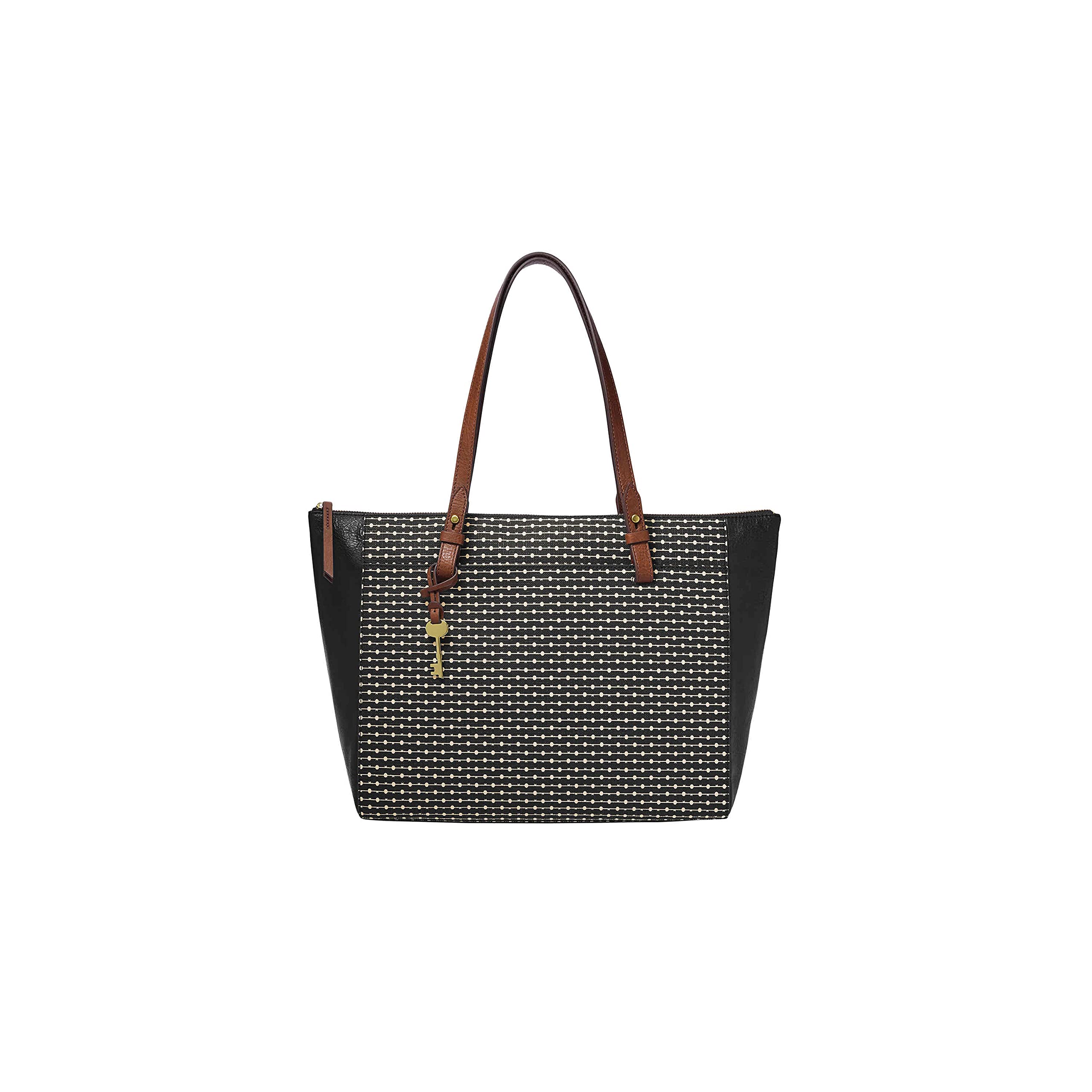 Fossil Women's Rachel Tote Purse Handbag for Women: Black Key Stripe