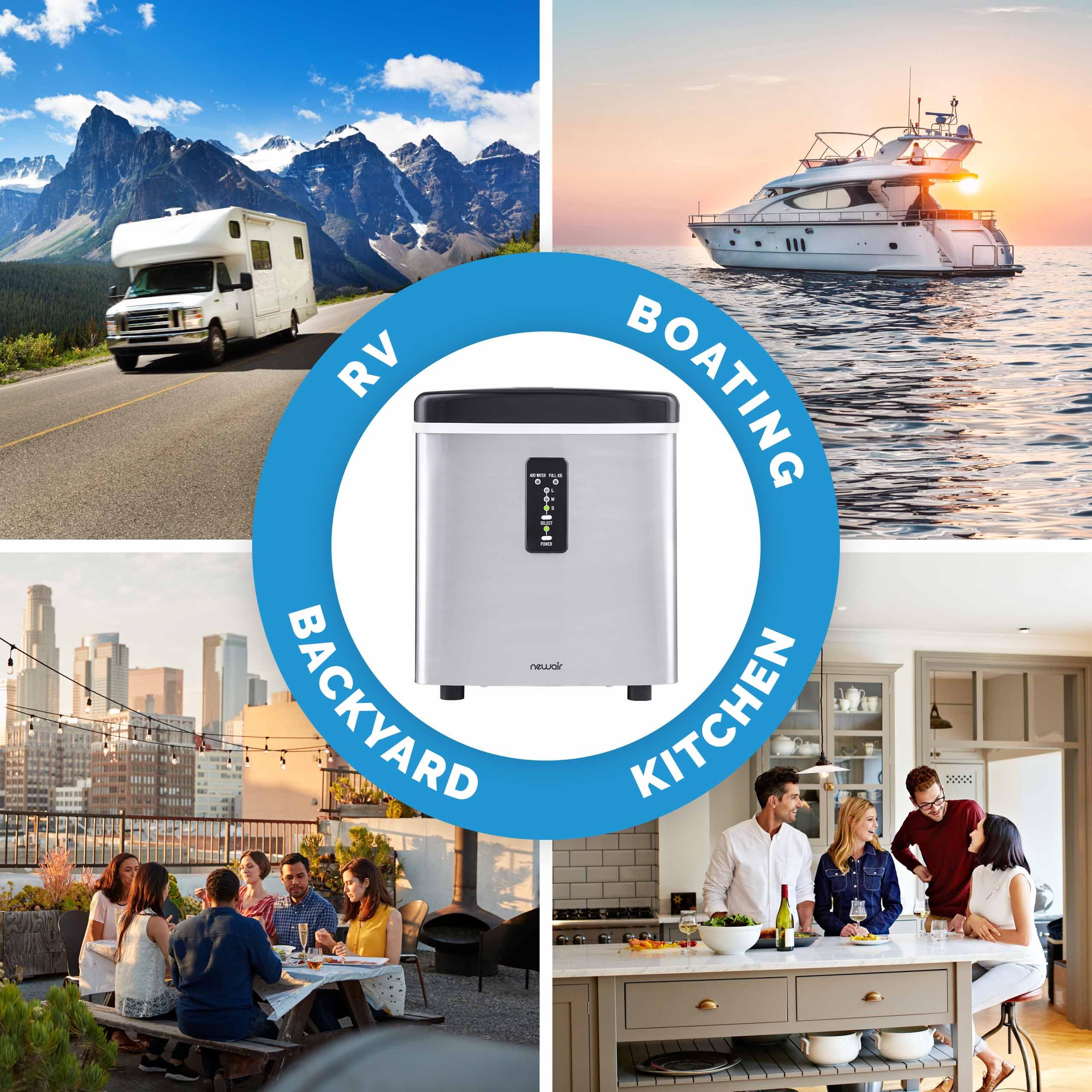 NewAir 28 Lb. Countertop Ice Maker | Portable Bullet Ice Machine | Fresh Ice In 10 Minutes, 3 Ice Sizes | Compact Stainless Steel With Scoop & Basket on Fridge.com - View 4