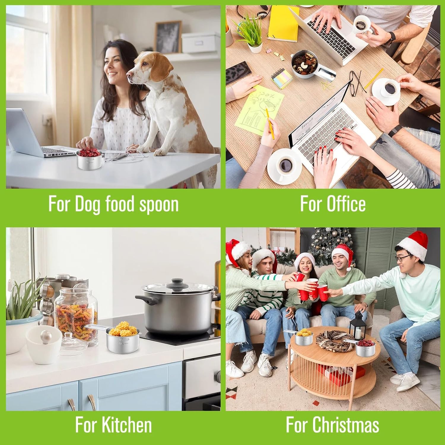 Honeydak 12 Pcs 1/2 Cup Measuring Cup Stainless Steel Metal Measure Scoop Single Measurement Scoop for Kitchen Coffee Wet and Dry Ingredients Dog Food