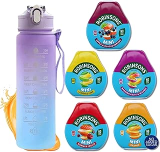 Robinsons Squash Mini Juice Drops & Infinite Emblems Water Bottle Bundle - Concentrate Water Flavouring With 750ml Bottle & 5 x 66ml Variety Pack Sugar Free