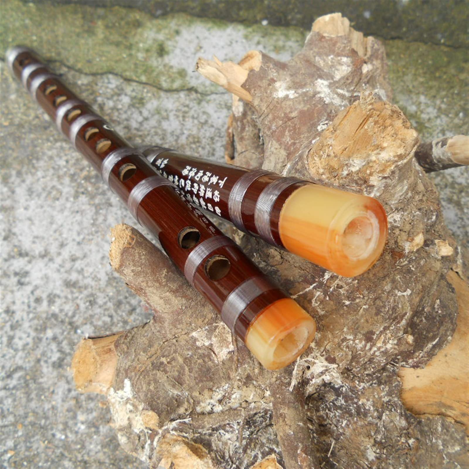TSTS Instrument À Vent en Bois pour Étudiant en Cupronickel À 2 Sections À Insertion Transparente Brun Amer Professionnelle Flûte de Bambou (Color : G)