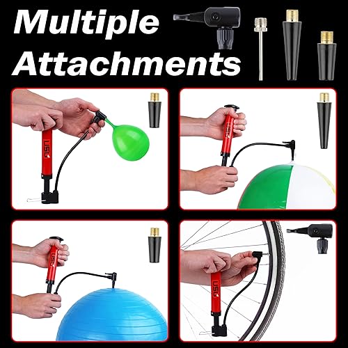 Miniatura 6 de USU Metal Ball Pump - 1-Pump 5-Needles 2-Attachments - Inflate Basketball Football Soccer Ball Volleyball