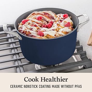 Calphalon Premier Ceramic Nonstick 7-Qt. Dutch Oven with Lid, Midnight Blue
