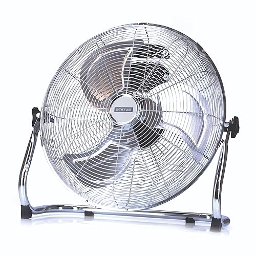 Status Floor Fan | 18 Inch Portable Fan | 3 Speed Adjustable Angle Fan | Chrome | S18CFLOORFAN1PKB - Floor Fan (Chrome) - 18 inch