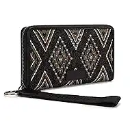 Montana West X Wrangler Western Wristlet Wallet for Women Aztec Studded Wallet Large Capacity Clutch Wallets with ID Window