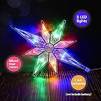 Vista 2 de Mudder Luces de estrella de Navidad de 10.8 pulgadas, decoración de estrella de plástico iluminada para árbol de estrellas, estrellas colgantes