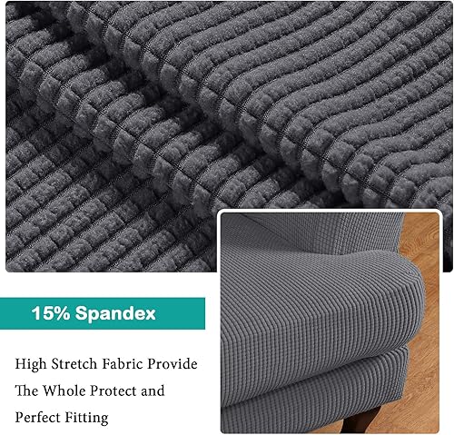 Vista 423 de Turquoize - Funda elástica para sofá de 2 piezas y 3 cojines, funda protectora lavable con elástico en la parte inferior, tela jacquard gruesa