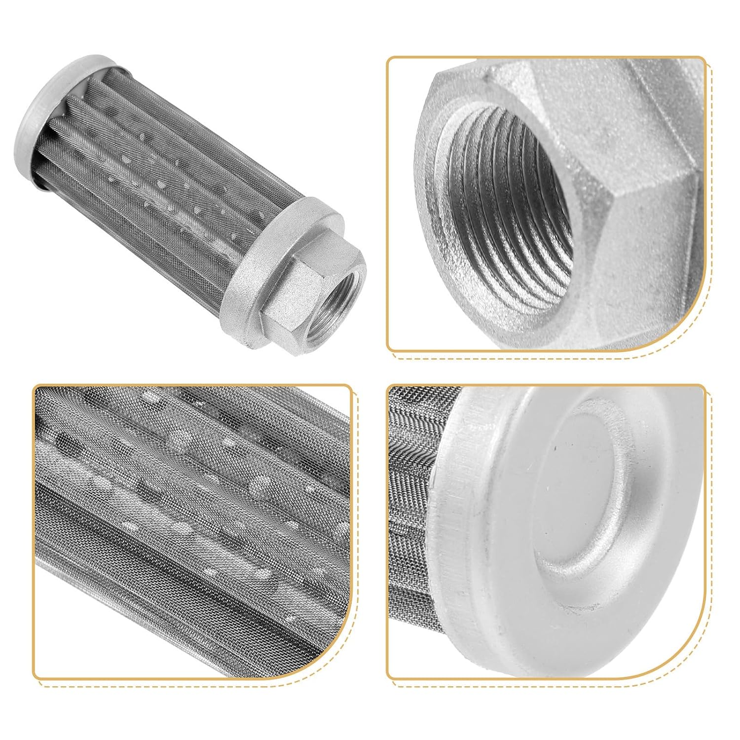 Hydraulic Metal M18x1.5 Suction Strainer Filter Replacement, Silver