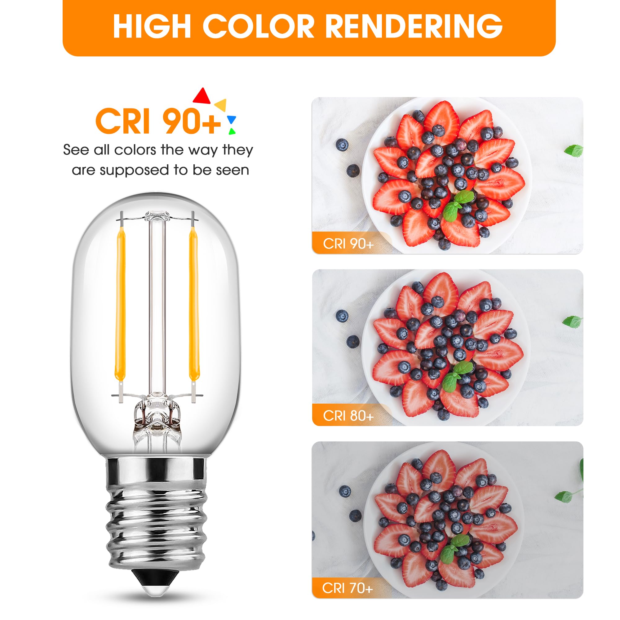 EvaStary E14 LED Light Bulb 1W, T22 Small Screw Filament Bulb Warm White 2700K - Image 2