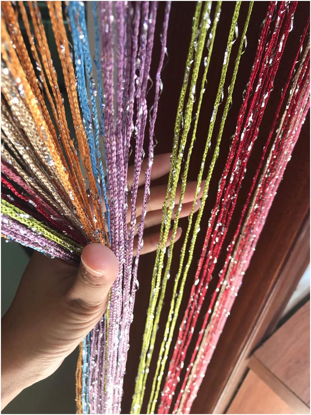 1x2 M Door String Curtain Rare Flat Thread Fringe Panel Room Divider Cute Strip Tassel for Wedding Coffee House Restaurant Parts (Multicolor)