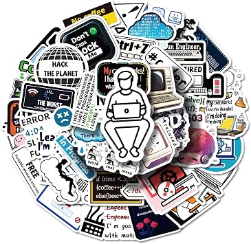 50PCS Funny Computer Stickers Creative Tech Laptop Decals for Programmers IT Students Developers Coders Great for Journals Water Bottles Keyboards and Workstation Decor