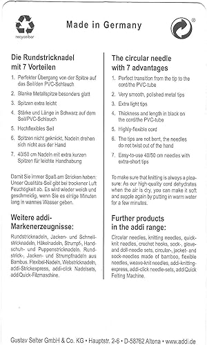 Miniatura 5 de Addi Turbo Lace - Agujas circulares para tejer, bronce blanco, 47.2 in, 0.089 in, 775-7 120 2,25