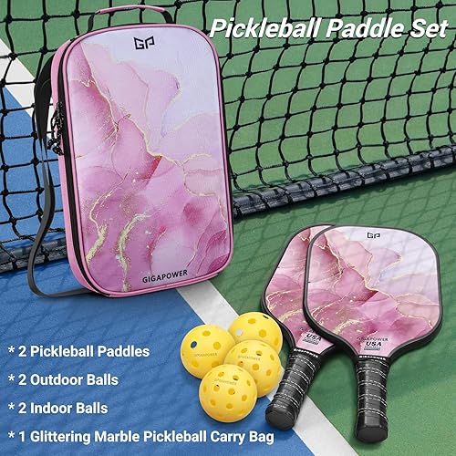 Miniatura 7 de Pickleball Paddles  USAPA Approved  Graphite CarbonFiberglass Face with Polypropylene Honeycomb Core  Lightweight Pickleball Paddles Set of 2