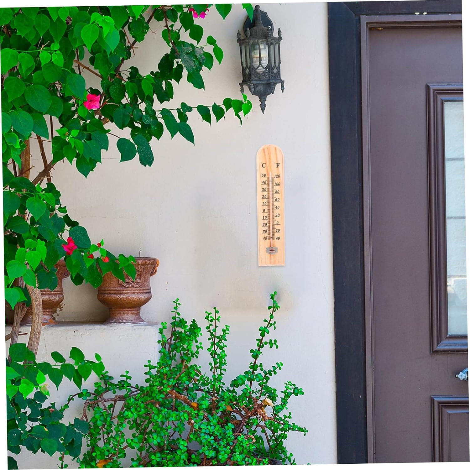 2pcs Wooden Wall Thermometer High Precision for Garden Indoor