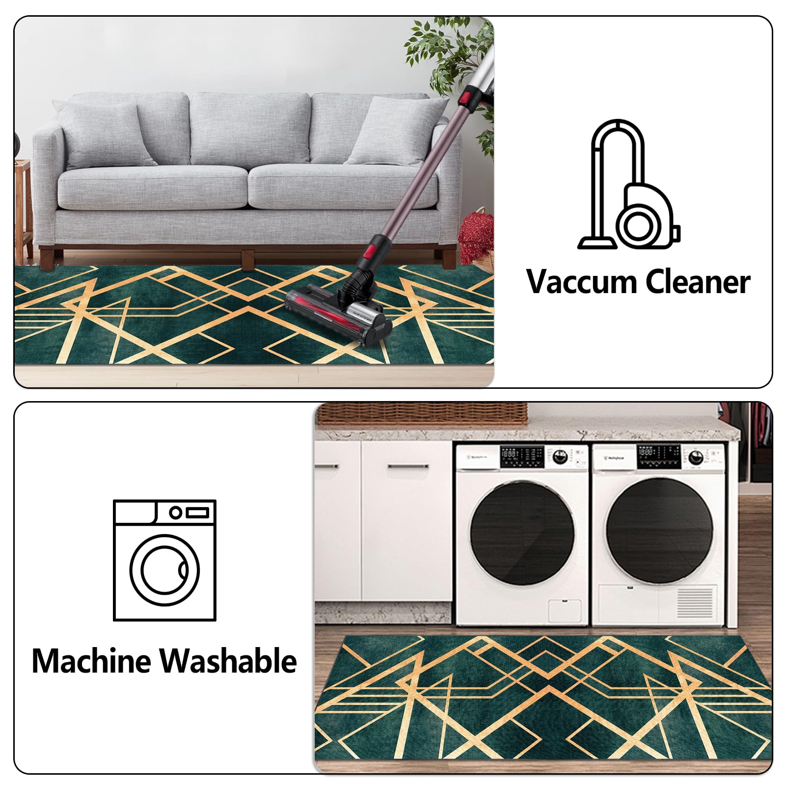 Tapis De AntidéRapant Rectangle Lavable Tapis Couloir Long Moderne Motifs Géométriques Moderne Design Tapis Cuisine avec Fond AntidéRapant Tapis d Salon Entree Interieur 90 x 150 cm