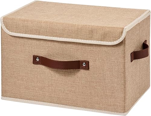 Miniatura 51 de Cajas de almacenamiento con tapa, contenedores de almacenamiento de tela de lino y algodón, contenedores organizadores, cestas decorativas plegables