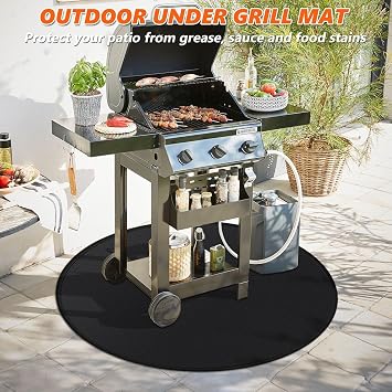60 Round Fire Pit Mat for Solo Stove Bonfire/Under Grill Mat for Outdoor Grill Fireproof Waterproof Oil-Proof, 4 Layers Fireproof Mat Fireplace Mat BBQ Floor Mat for Deck Patio Grass Outdoor Smoker