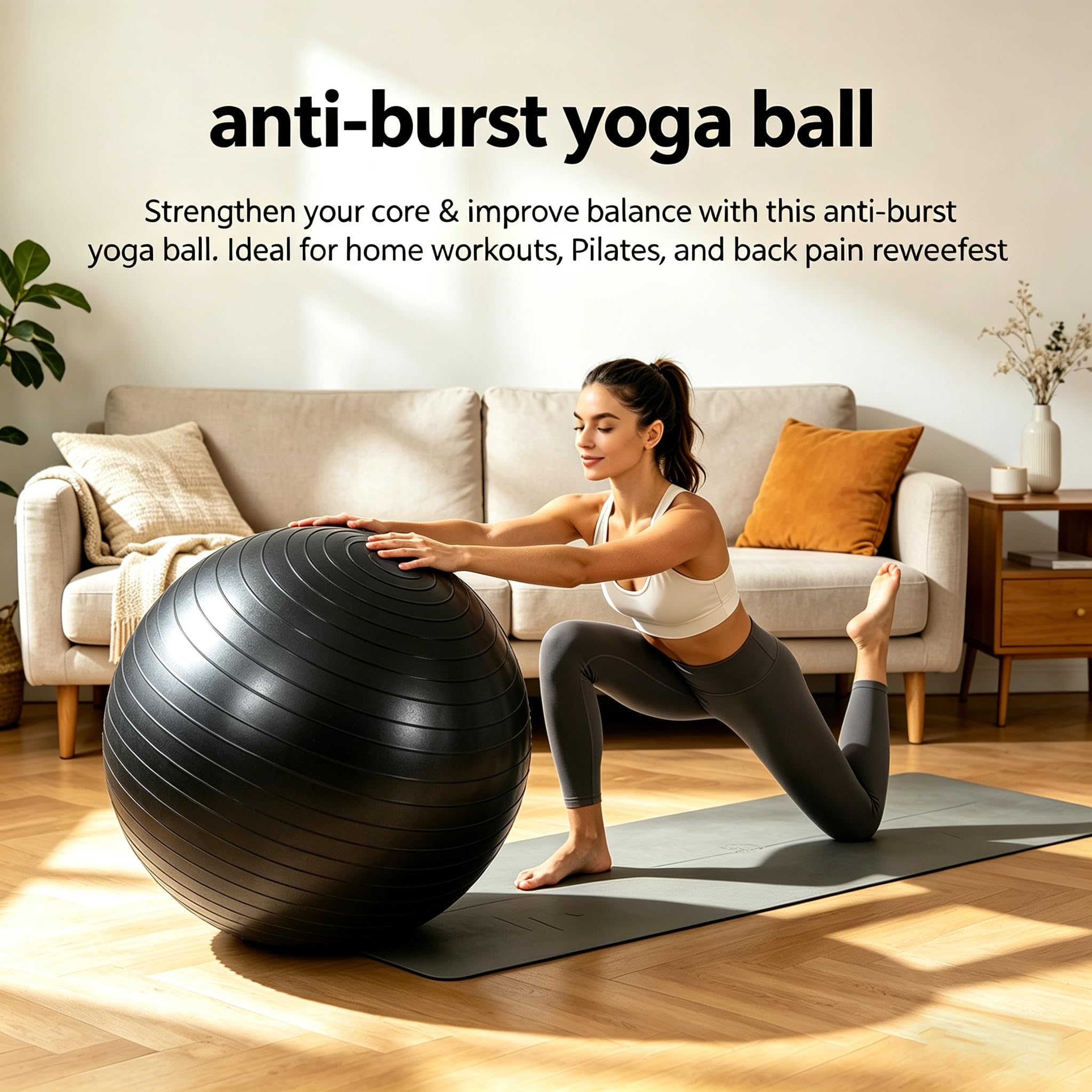 Palla da yoga anti-scoppio da 65 cm/75 cm, con pompa, antiscivolo, per allenamento di base, fisioterapia, sedia da ufficio e gravidanza, attrezzatura per palestra a casa