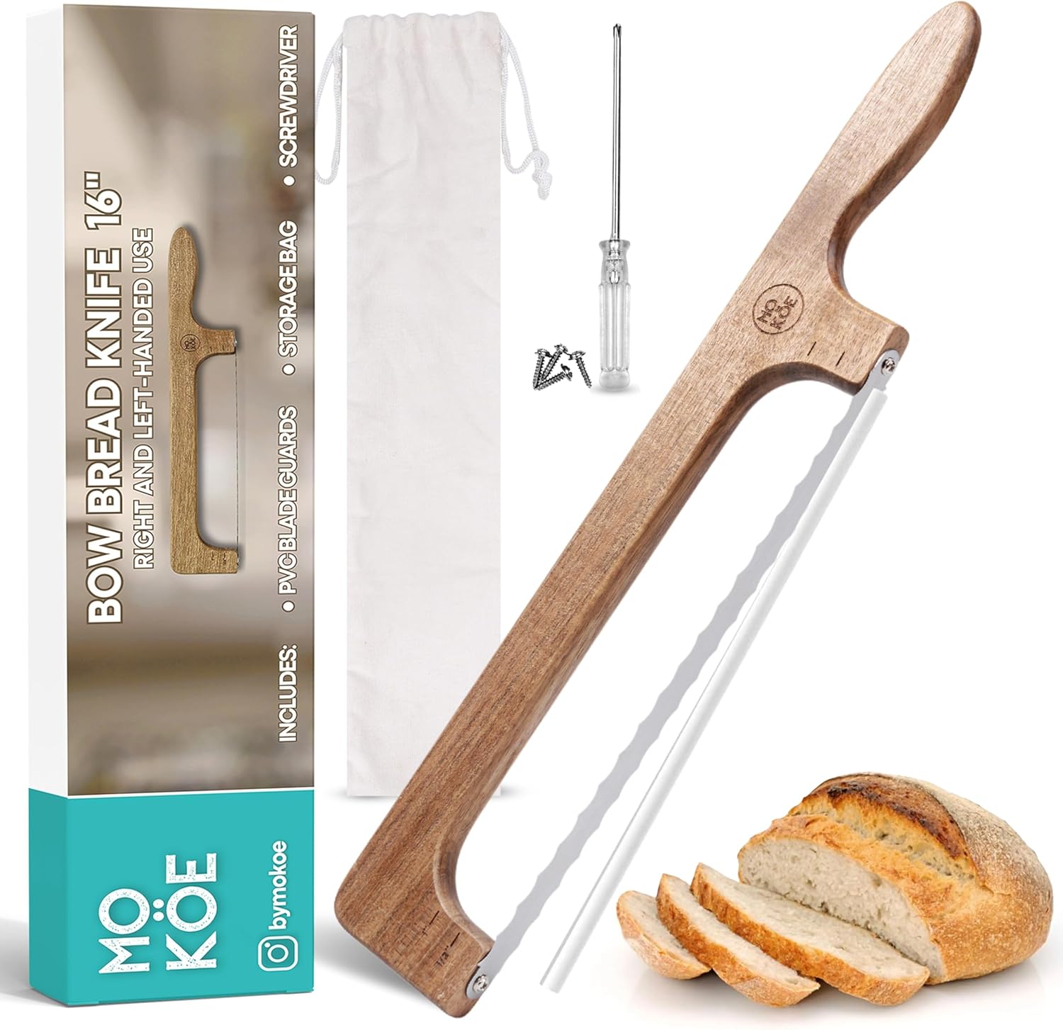 MO KÖE 16” Double Serrated Bread Knife for All Users – Ideal for Sourdough