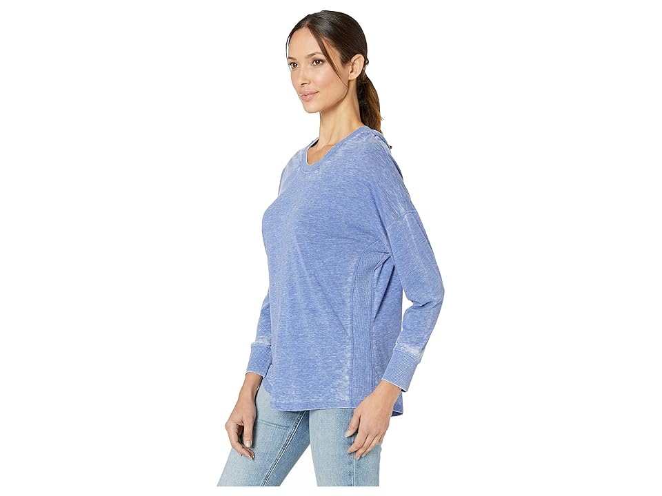

Tribal Burnout Jersey Long Sleeve Hoodie w/ Shirttail (Blue Wave) Women's Sweatshirt