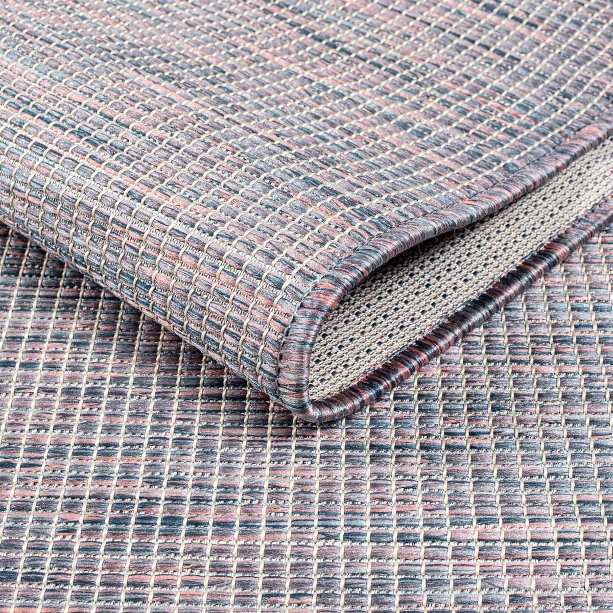 carpet city Dywan do użytku na zewnątrz, na taras, odporny na warunki atmosferyczne, okrągły, 200 x 200 cm, niebiesko-różowy melanż, do wnętrz i na zewnątrz, na werandę, do ogrodu, kuchni, łazienki