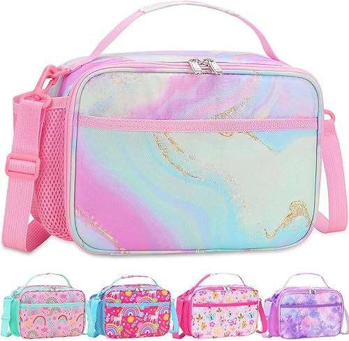 Miniatura 41 de RHCPFOVR Lonchera con inicial para niños, lonchera aislada para niños y niñas, lonchera lavable y lonchera reutilizable a prueba de fugas para la