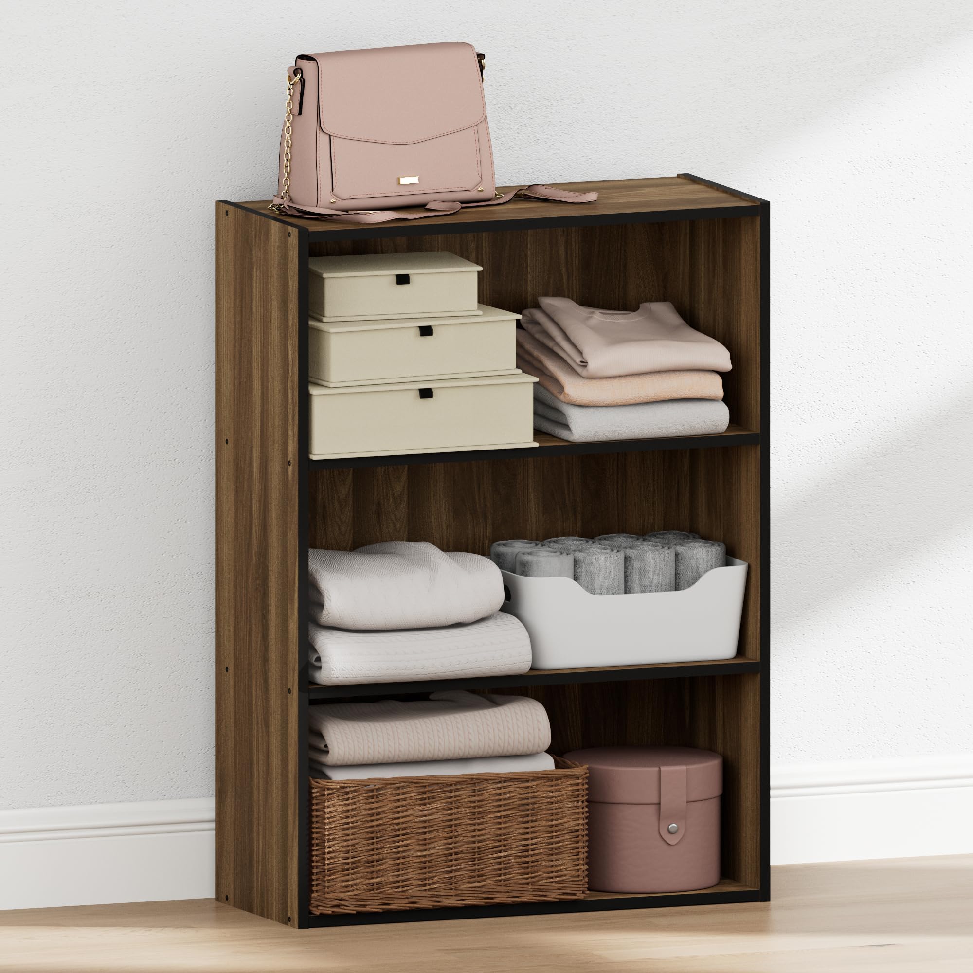 Furinno PASIR 3-Tier Closet Organizer, Open Shelf, Columbia Walnut โ image 1