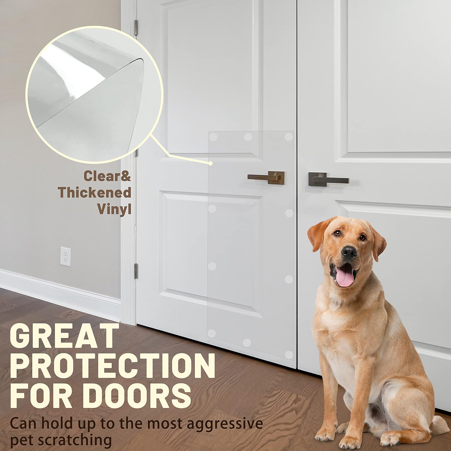 TiereCare Door Protector from Dog Scratching Detachable Hook & Loop Pet AntiScratch Guard for