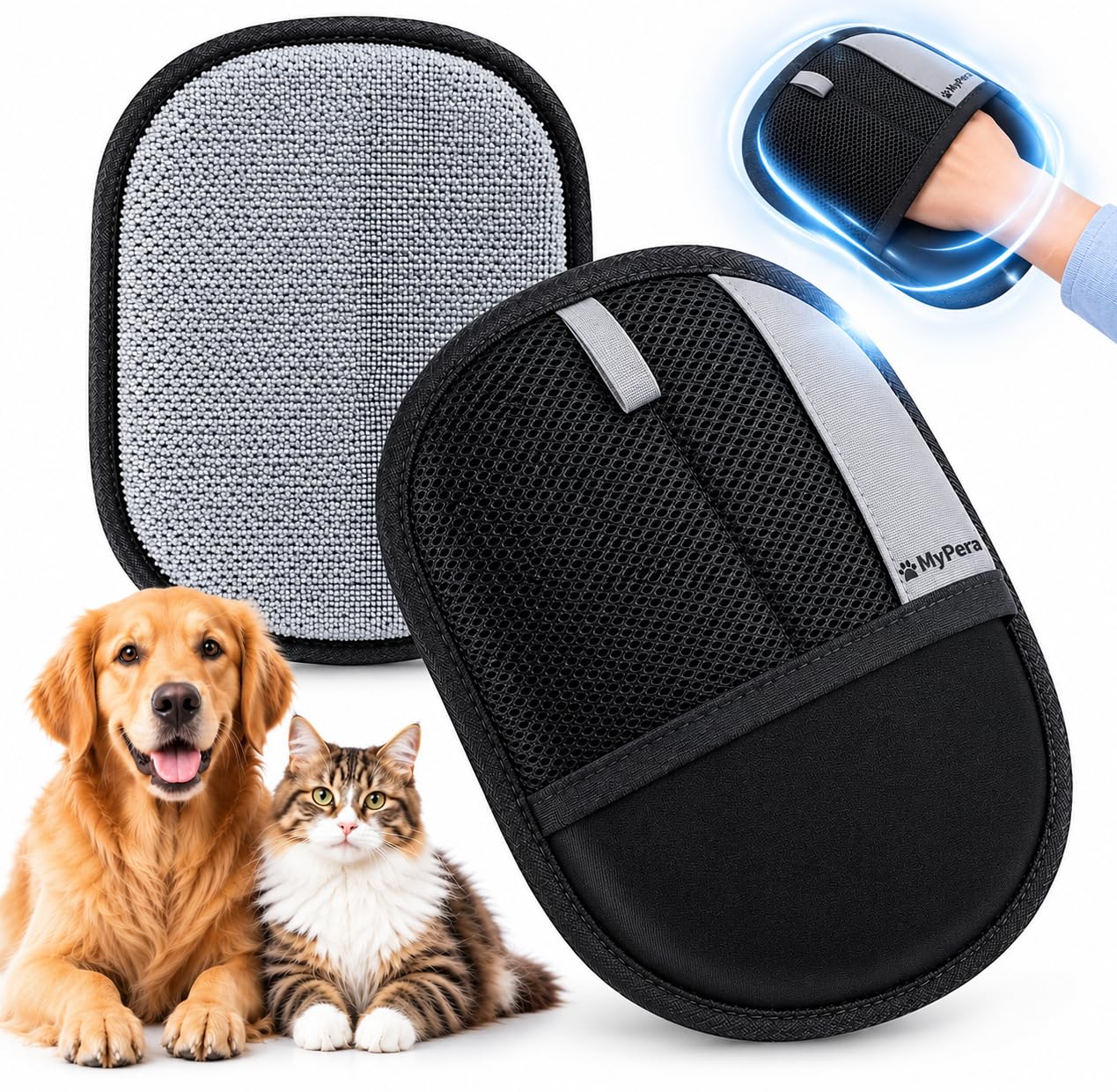 Pet Hair Removal Glove for Dogs &amp; Cats, Newly Upgraded Reusable Electrostatic Pet Hair Glove, Magic Brush Pet Hair Remover Tool for Clothing, Couch, Carpet, Car Seats.
